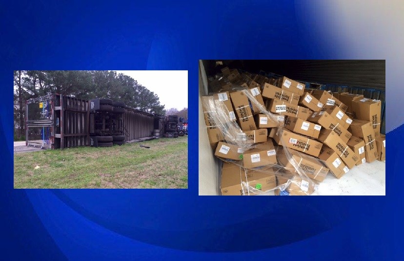 Over-turned truck carrying pork products on I-95 causes traffic issues for commuters (Image 1)_54632