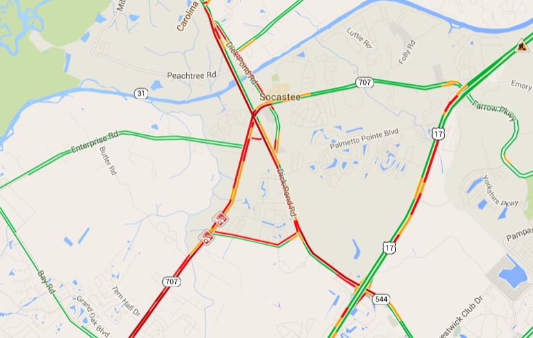 Traffic nightmare after downed power lines block SC 544 (Image 1)_55305