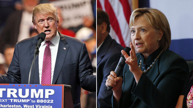 Republican presidential candidate Donald Trump and Democratic presidential candidate Hillary Clinton campaigning in West Virginia. (AP photos)