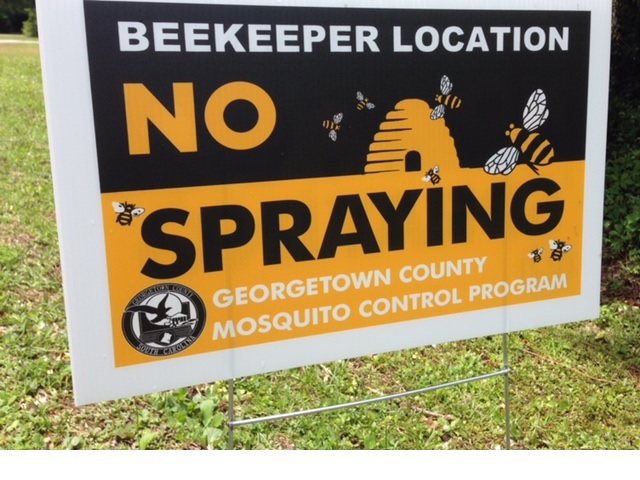 Georgetown County Mosquito Spraying.

'No Spraying' signs for beekeepers