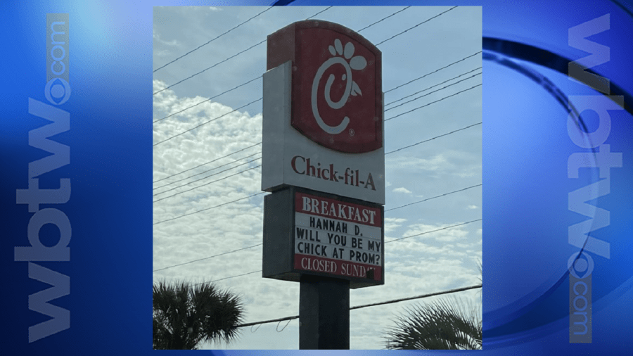 Promposal at Chick-fil-A located on Mr. Joe White Avenue in Myrtle Beach (courtesy: WBTW)